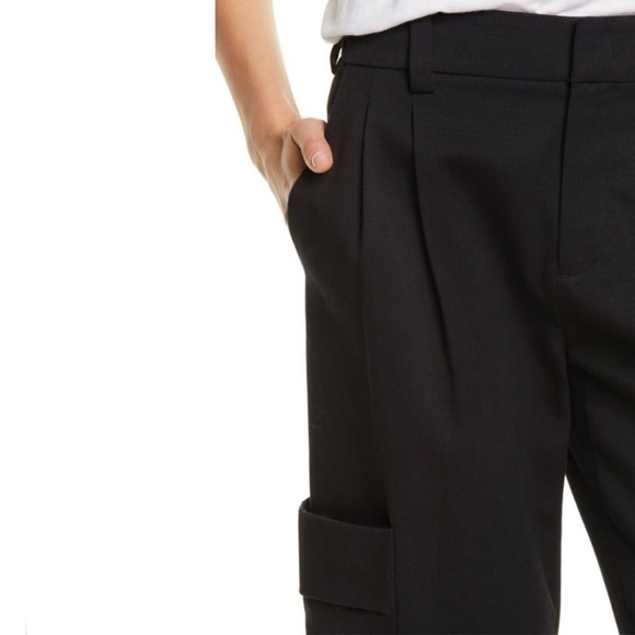 VINCE. Crop Cotton Utility Cuffed Cargo Pant Black 0 - Picture 4 of 15